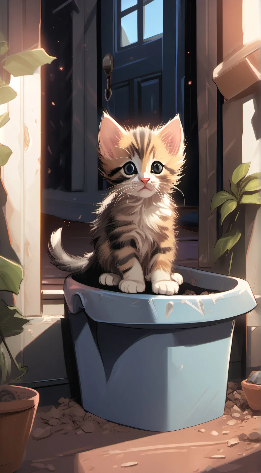 ai character: pooping kitten background