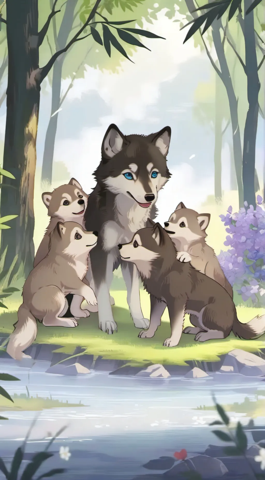 ai character: wolf pups background
