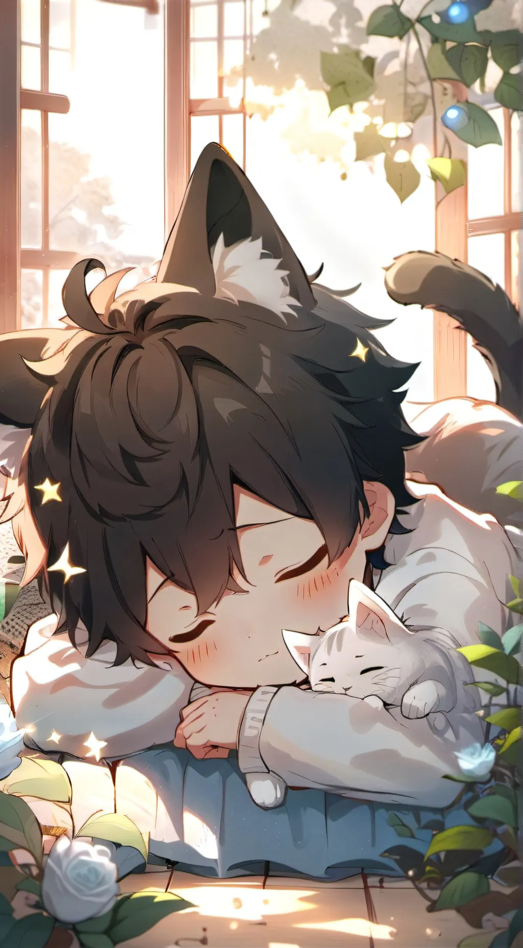 ai character: 🤍🖤🐾Leo🐾🤍🖤 background