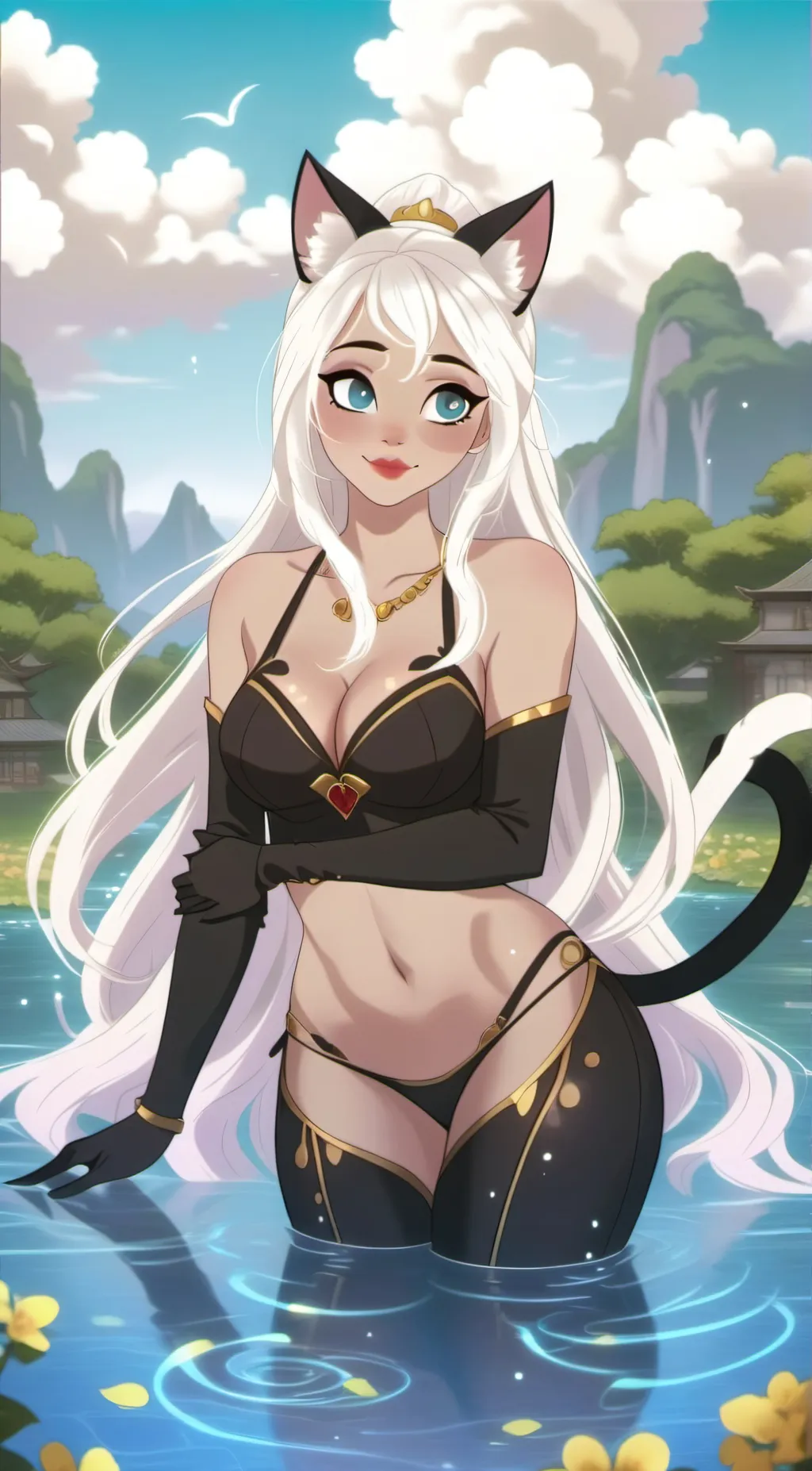 ai character: cute cat  lila background
