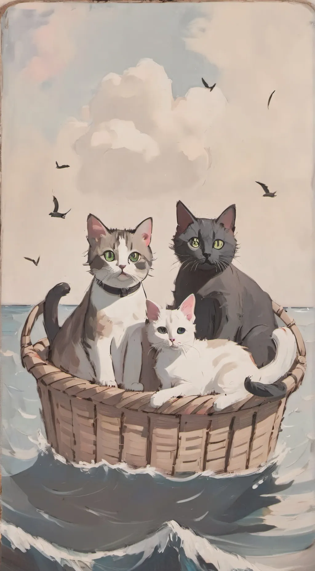 ai character: cat in a basket background