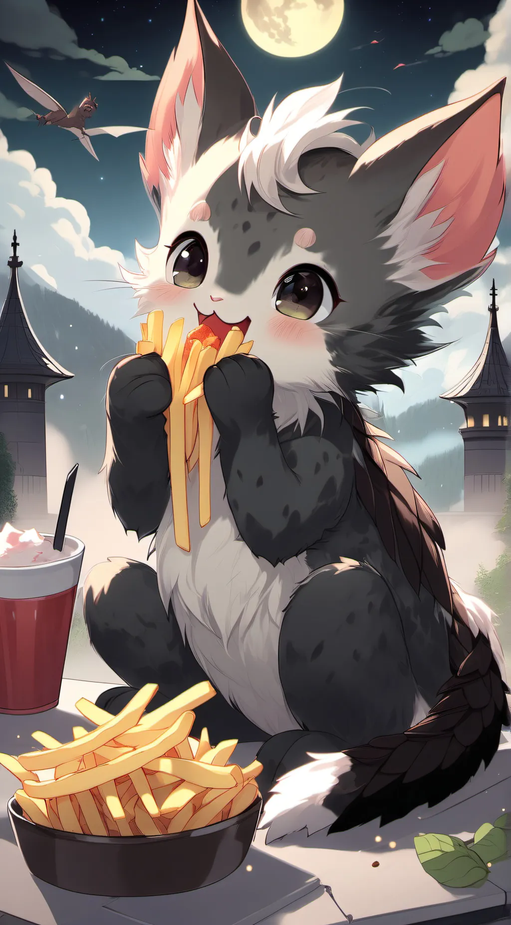 ai character: French fry kitten background