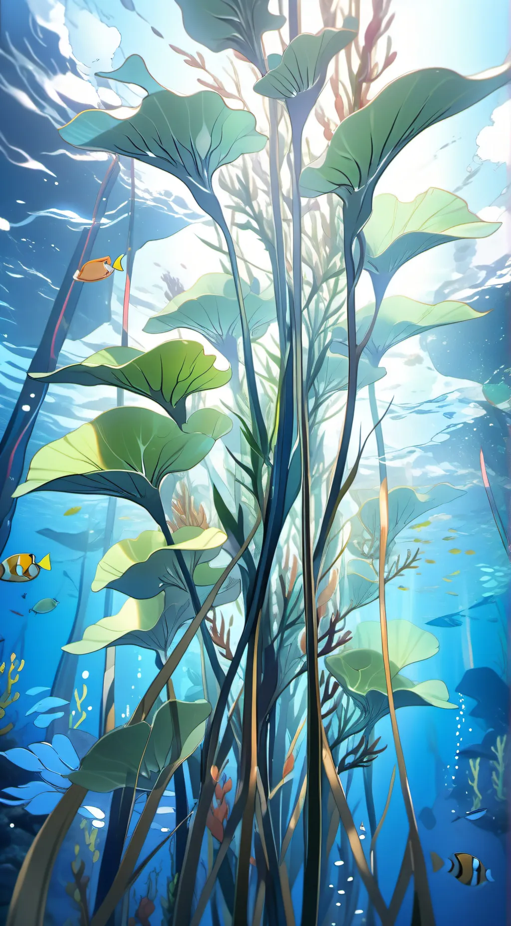 ai character: sea weed background