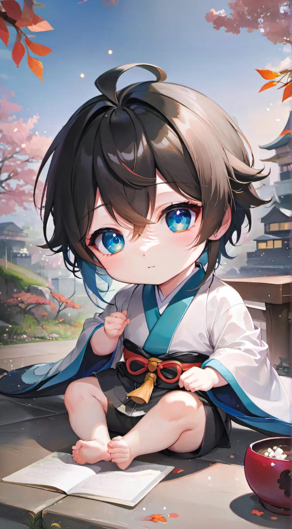 ai character: baby muichiro  background