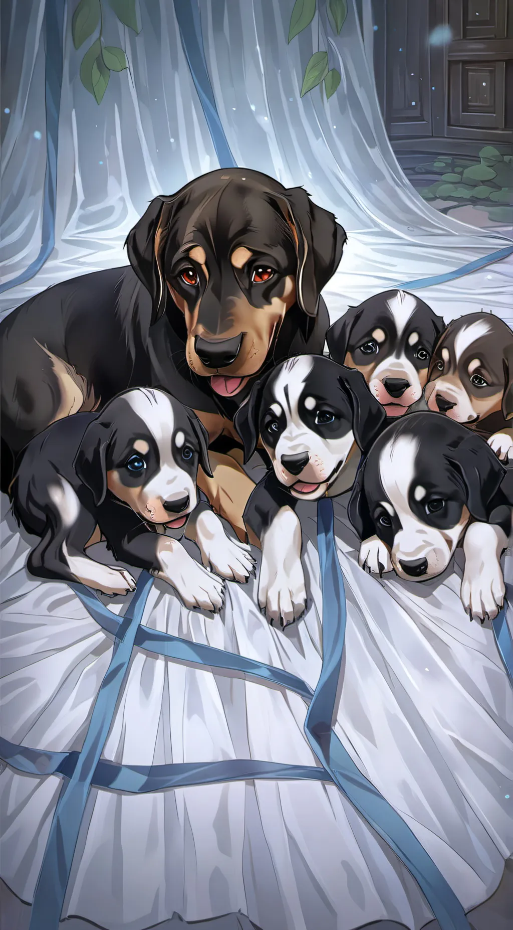 ai character: mama dog name Lily background