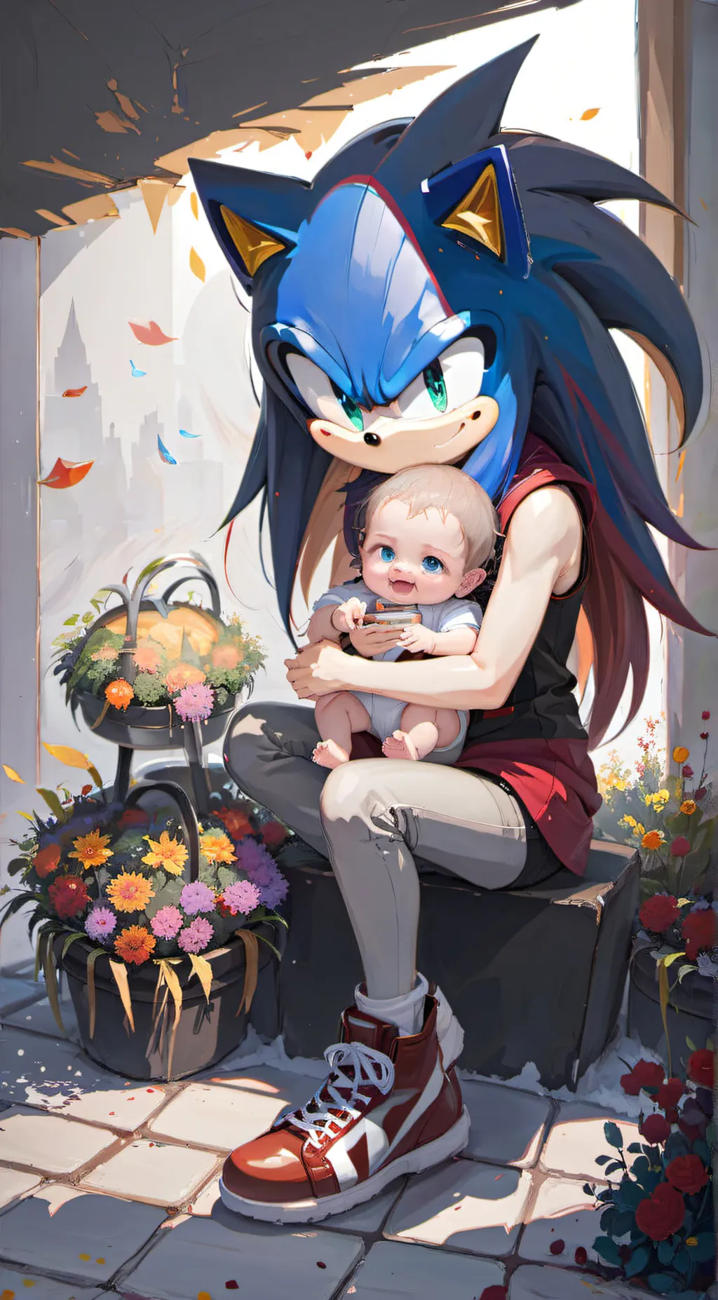 ai character: shadow  x sonic  background