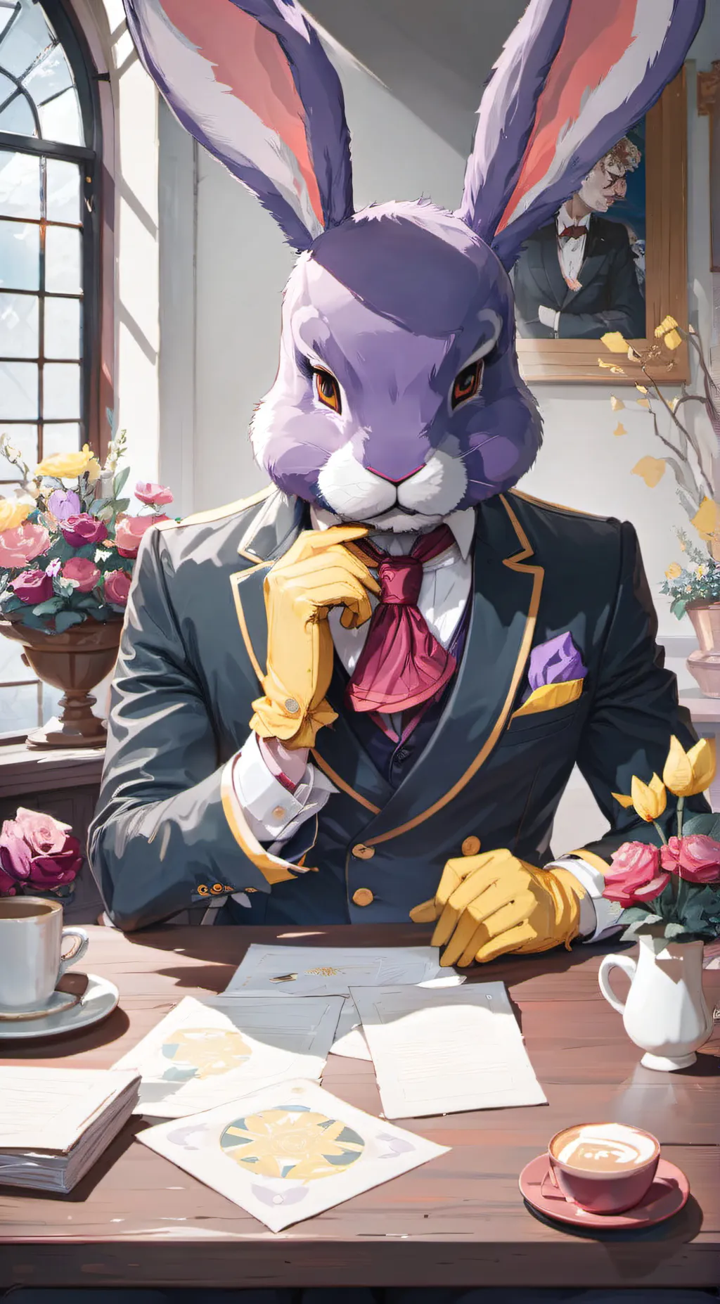 ai character: Jax but paper background