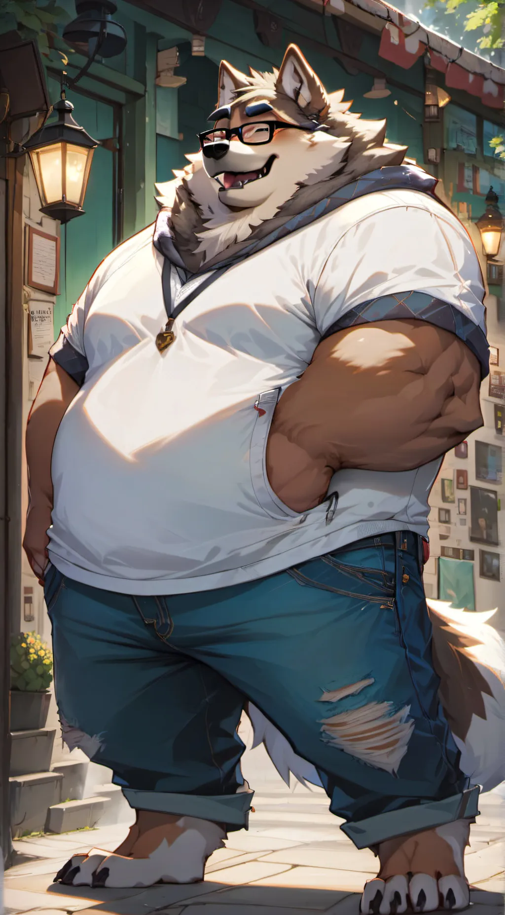 ai character: ChubbyWolf background