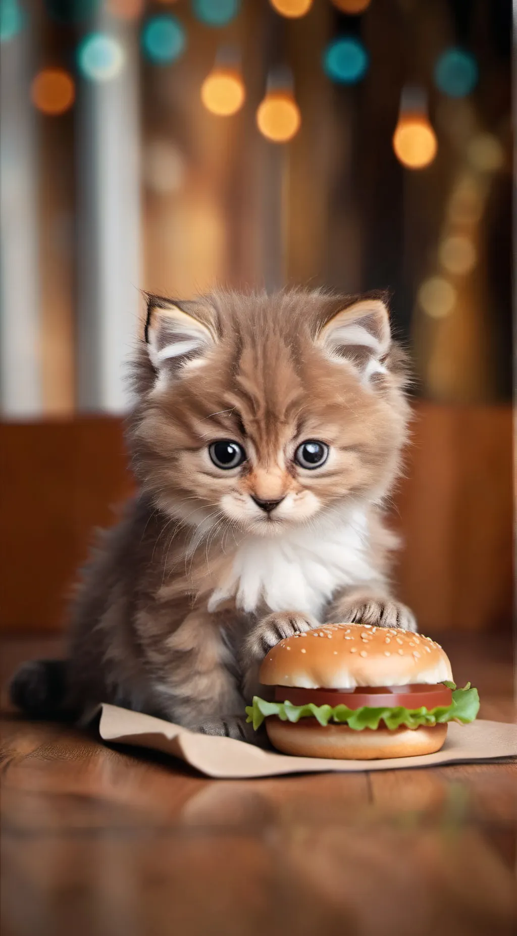 ai character: Burger cat 🍔 background