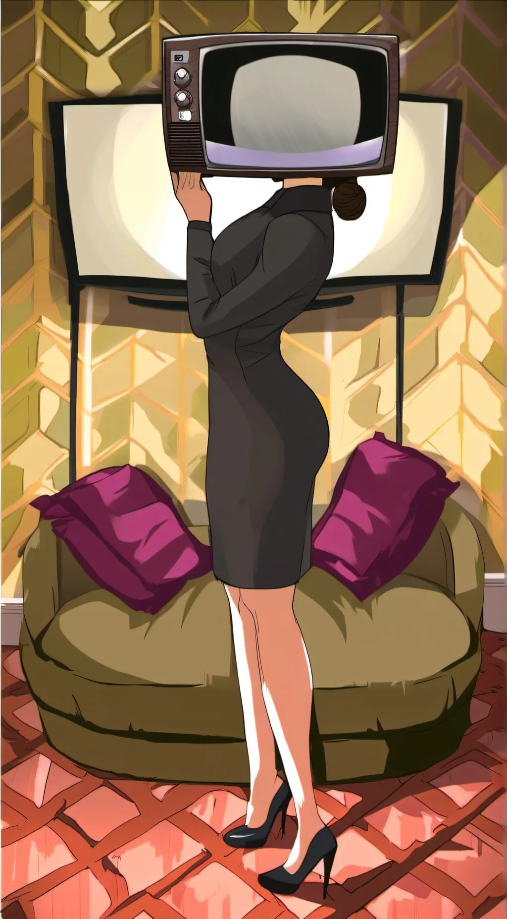 ai character: TV Woman background