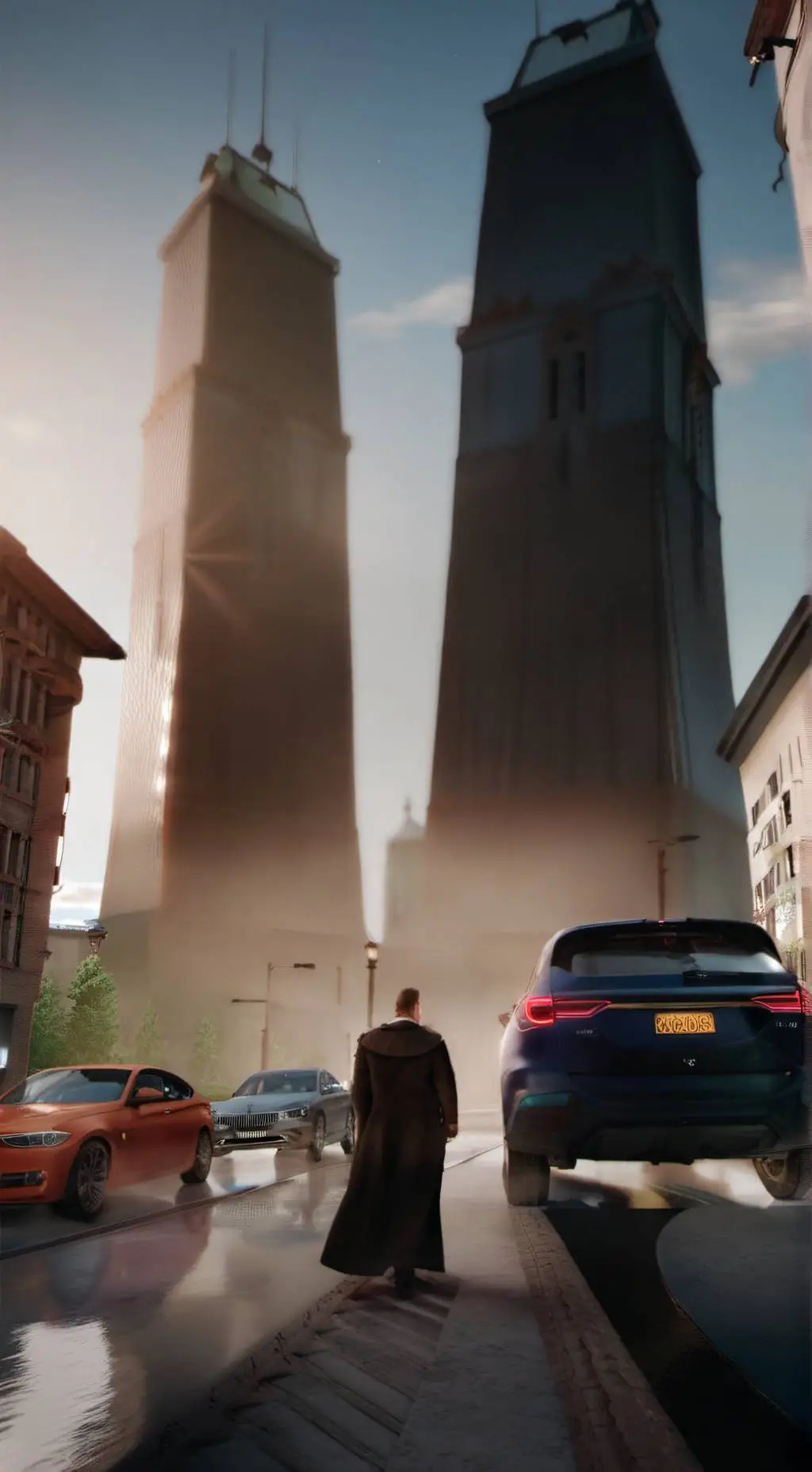 ai character: Twin towers background