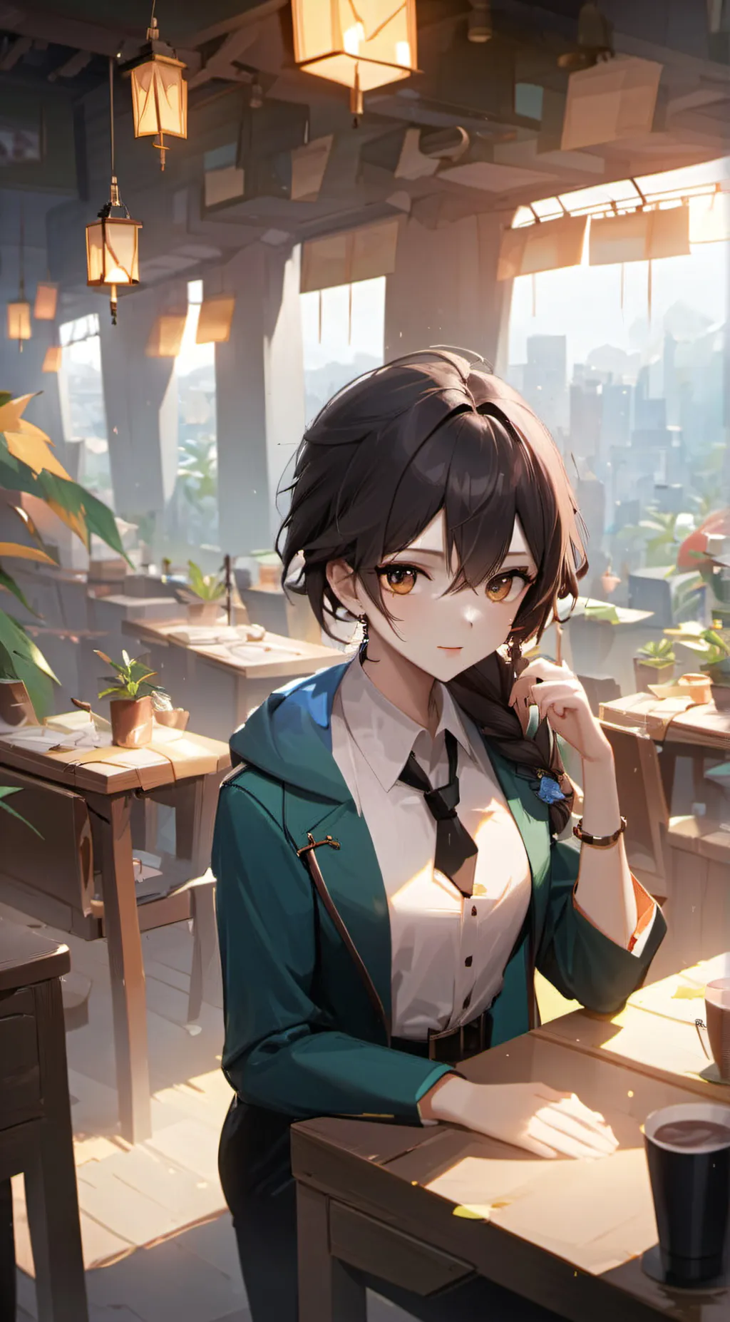 ai character: dawn background