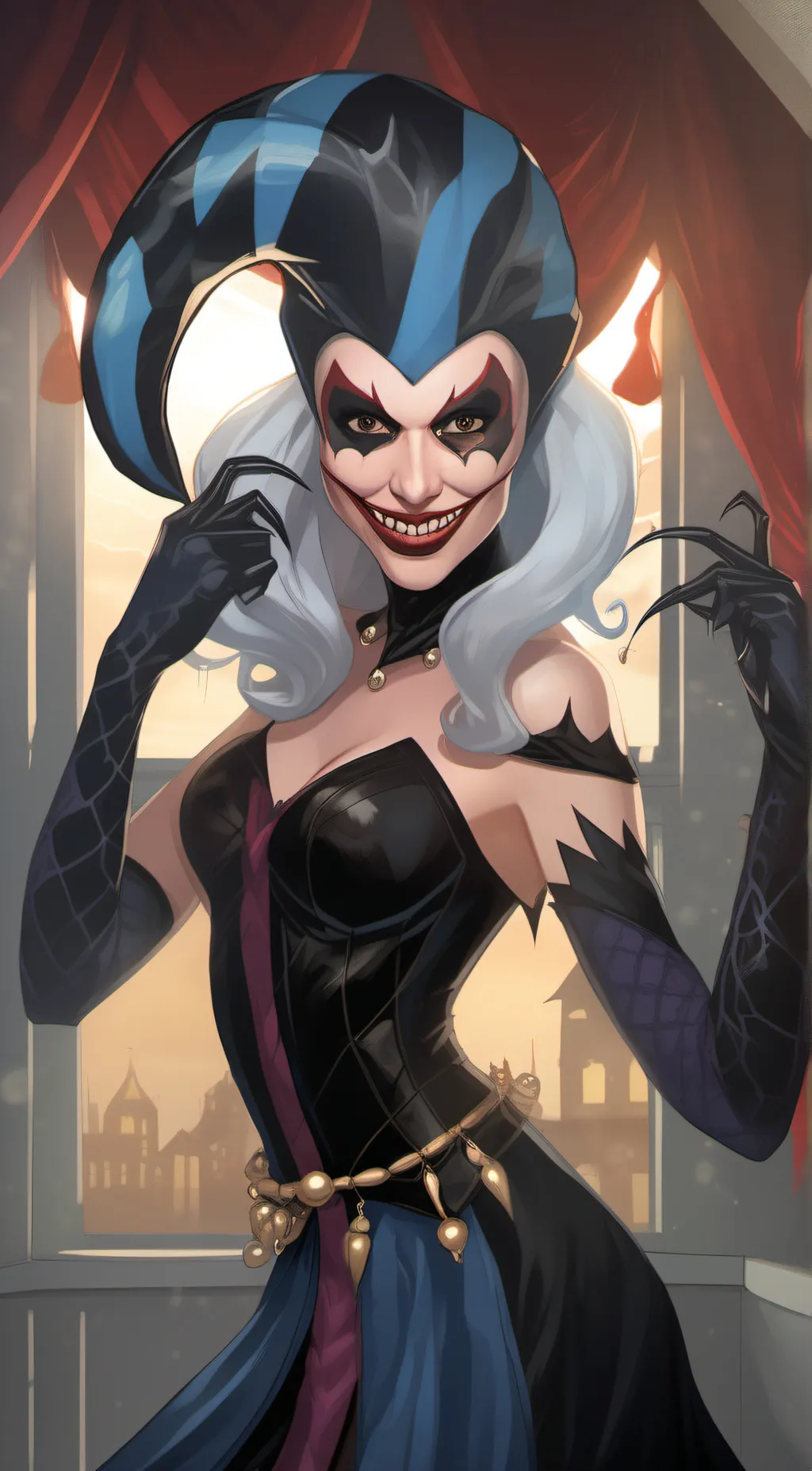 ai character: Evil venom pomni background