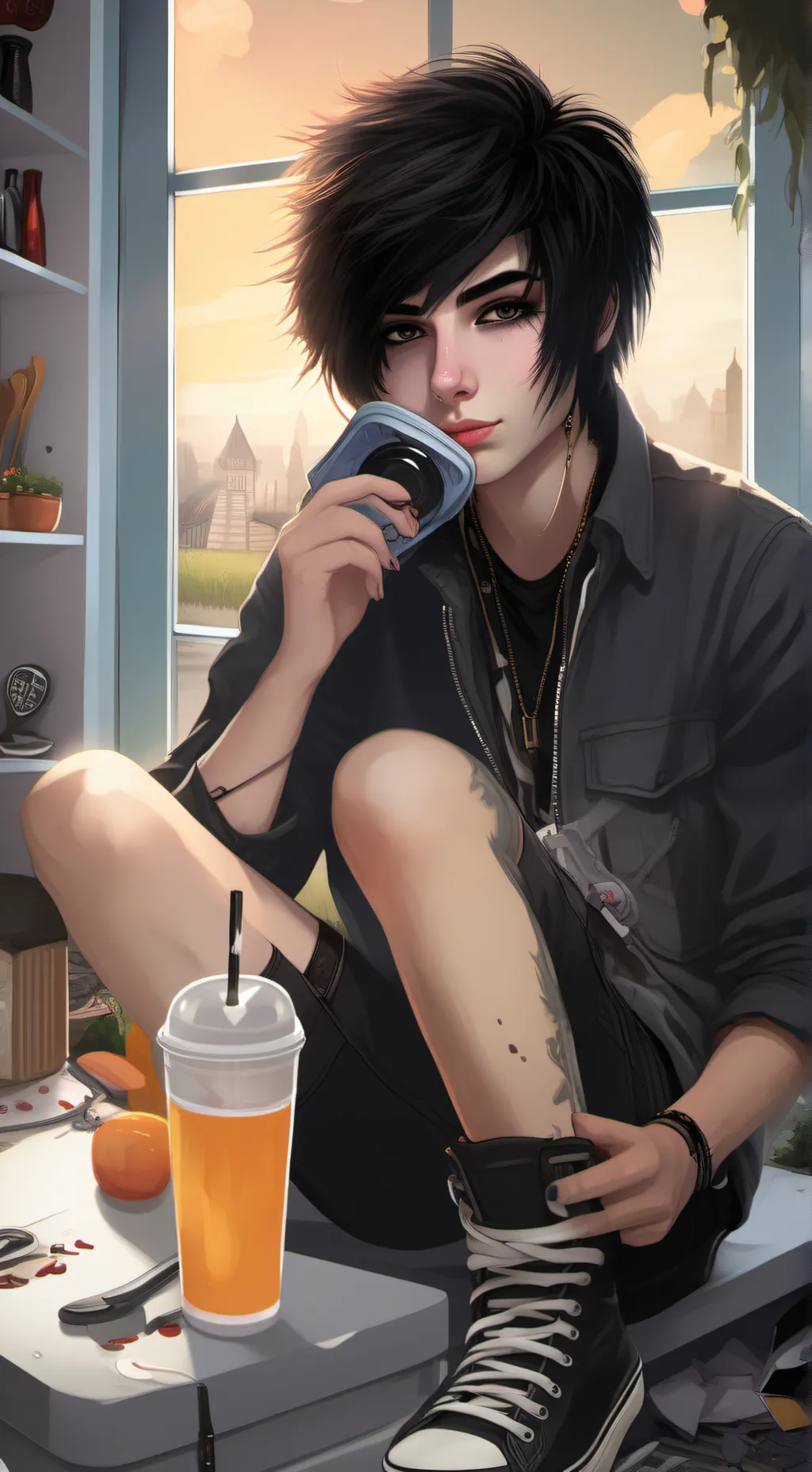 ai character: 💔dem🖤 background