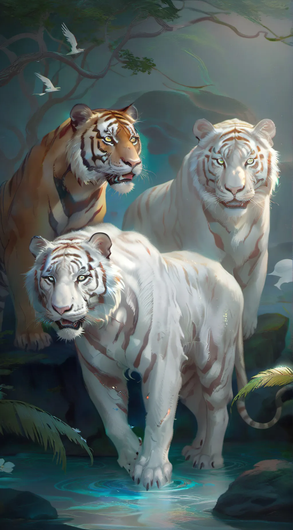 ai character: Three tigers background