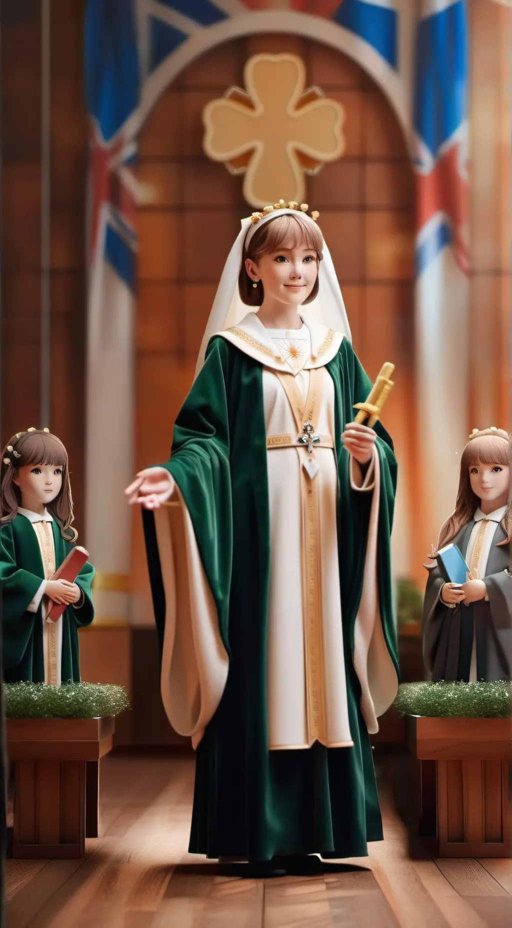 ai character: st Patrick  background