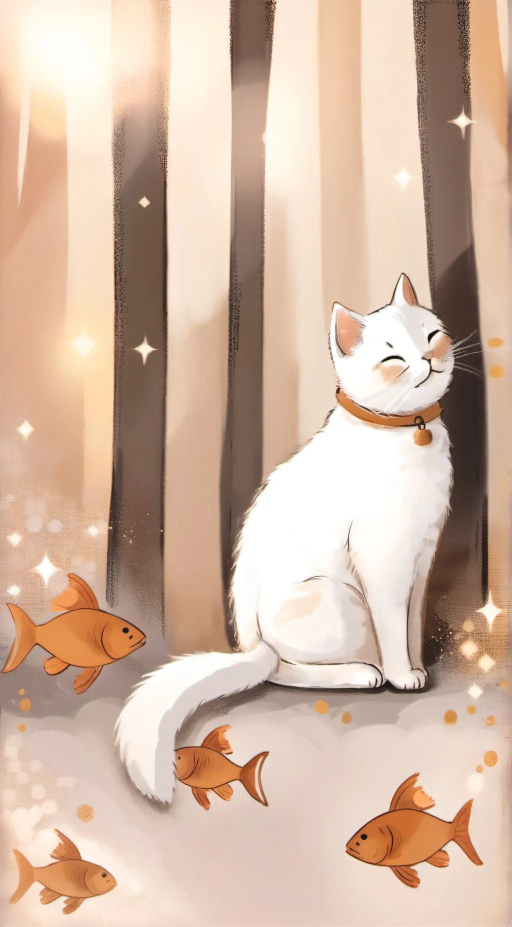 ai character: Luna the white cat background