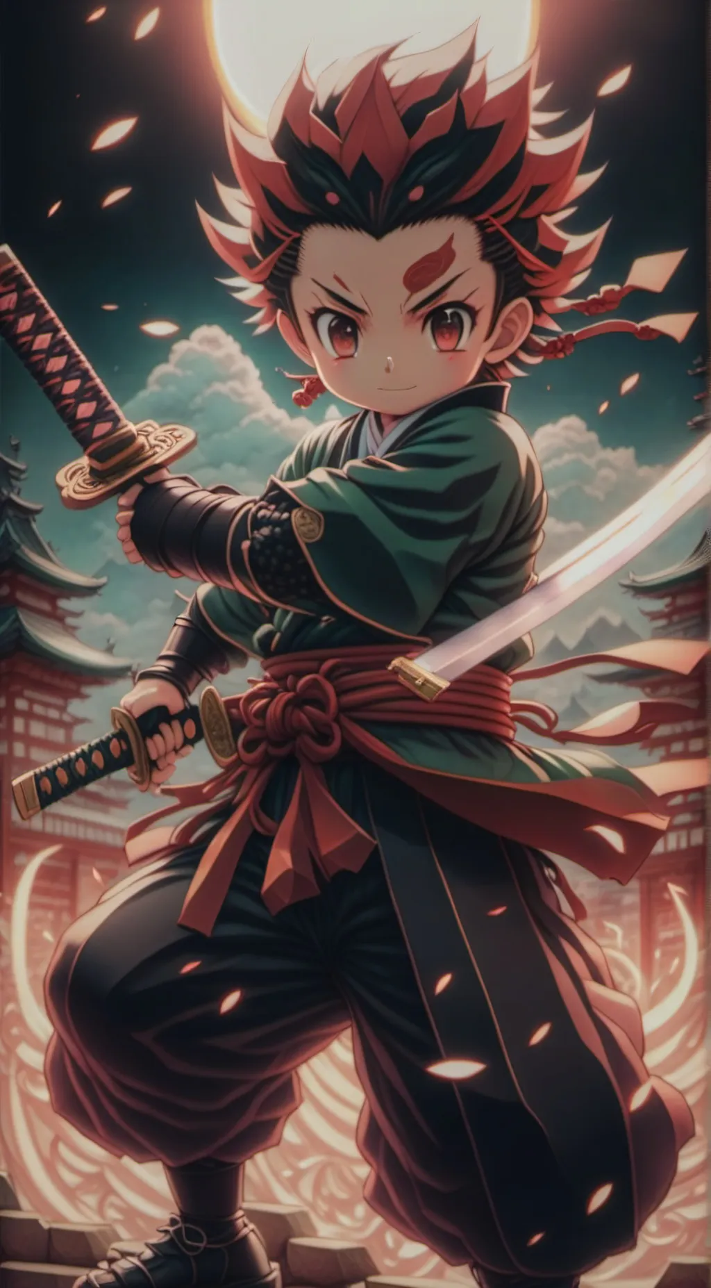 ai character: Tanjiro  background