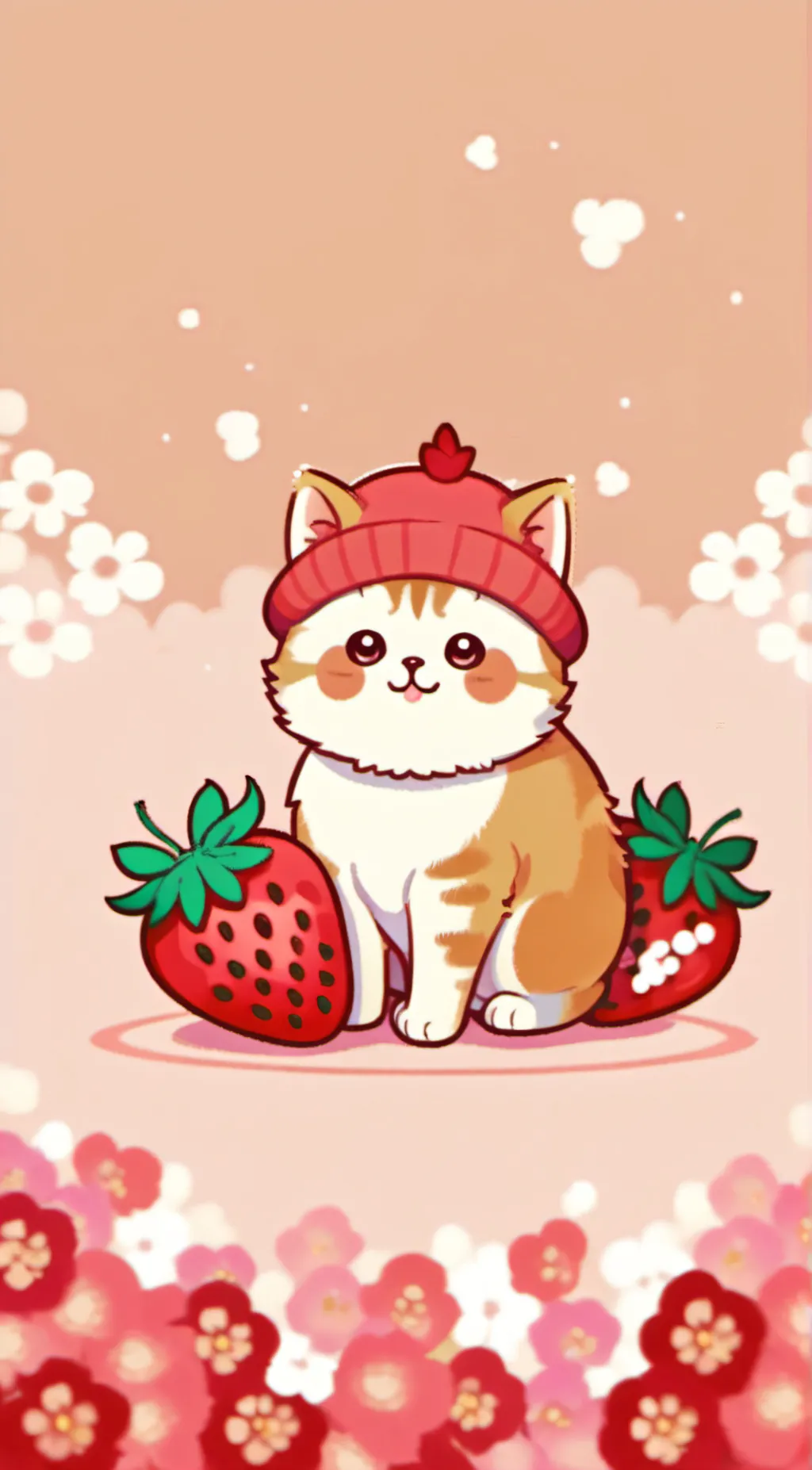 ai character: stawberry cat background