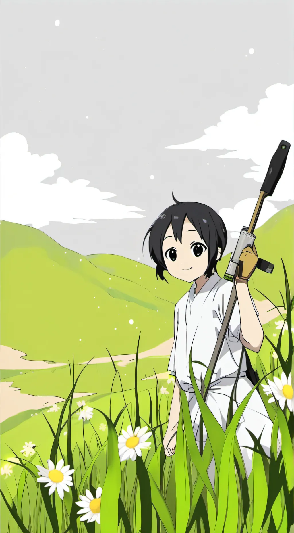 ai character: water on the hill background