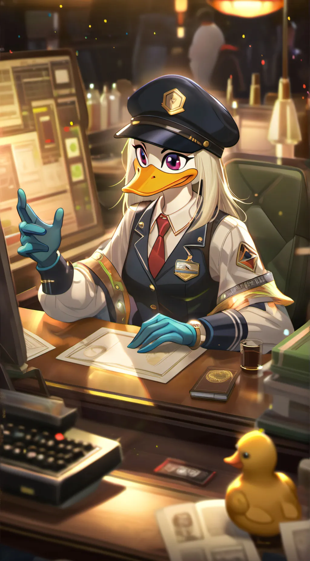 ai character: Policeduck Alice background
