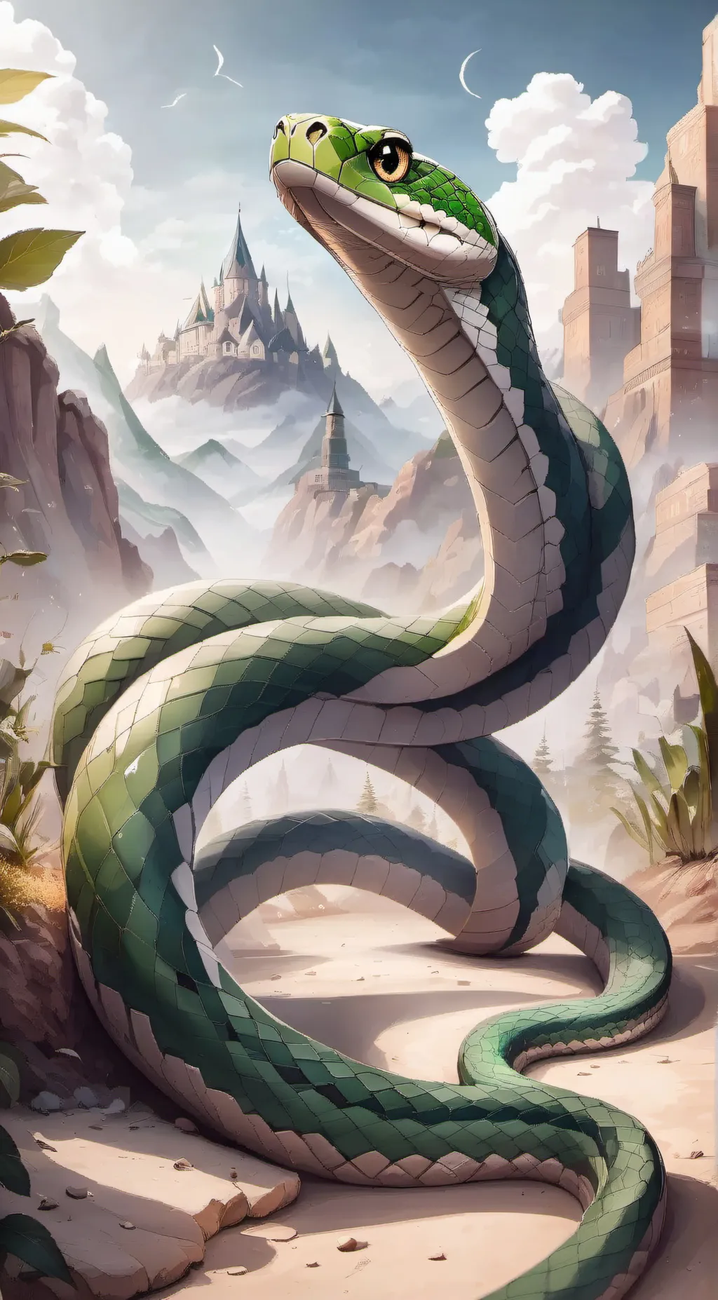ai character: Green snake background