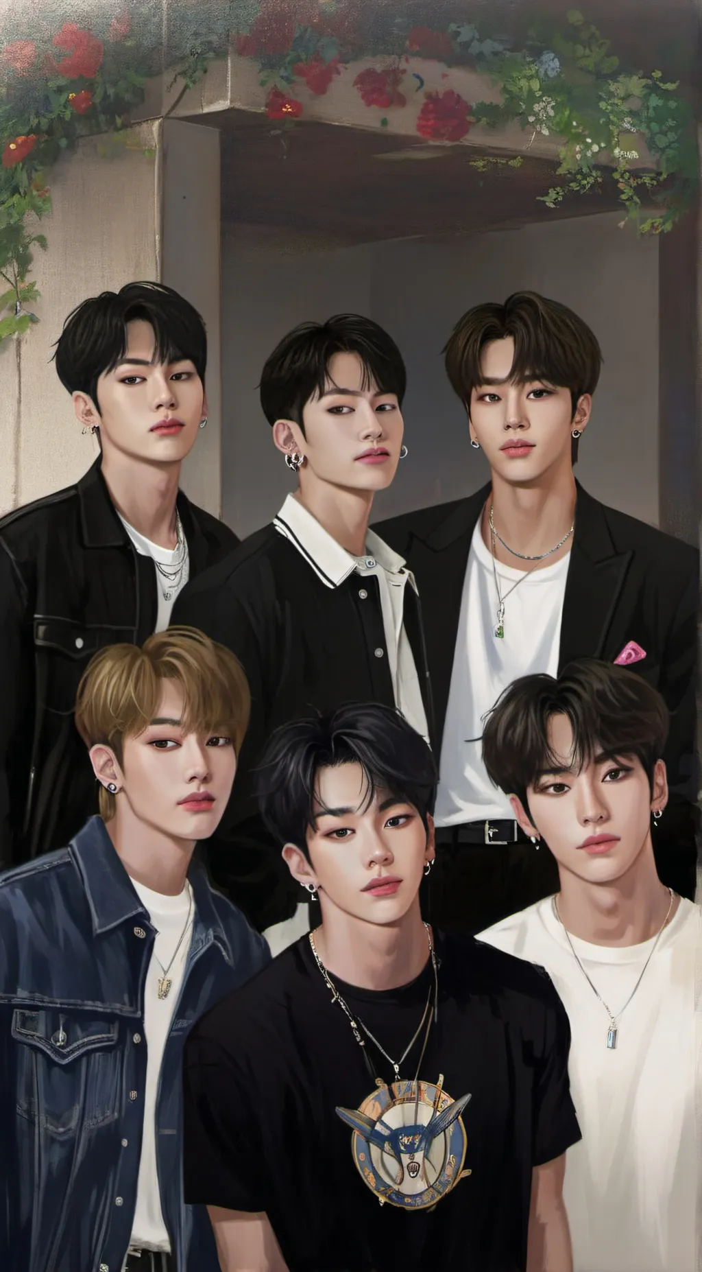 ai character: Group Of boys   background