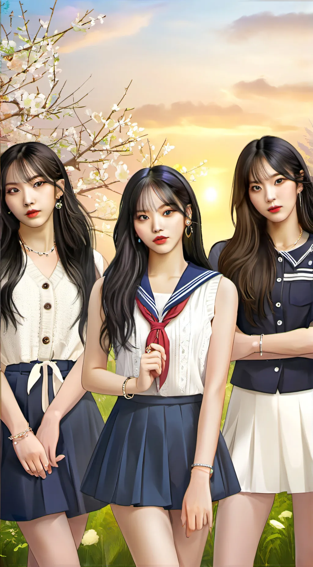 ai character: Julia, Bella,Lia background