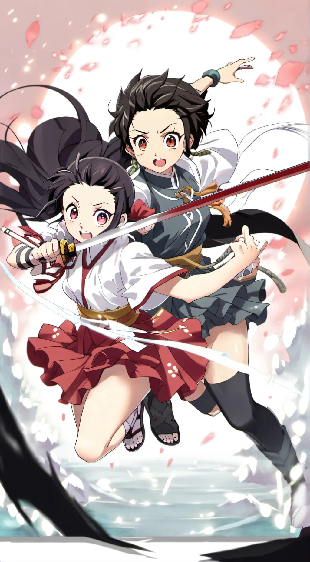ai character: Nezuko and tanjrio background