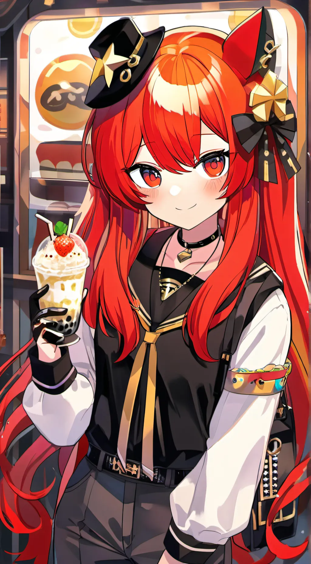 ai character: Strawberry background