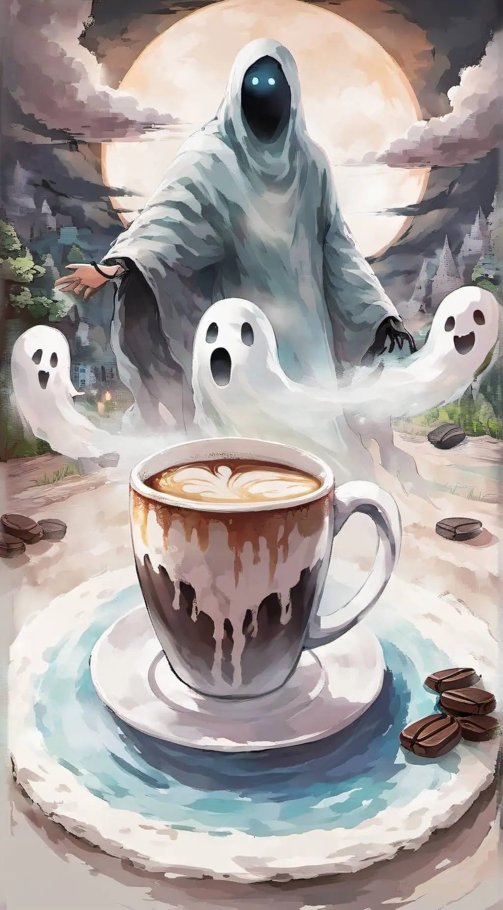 ai character: Ghosty Coffee background