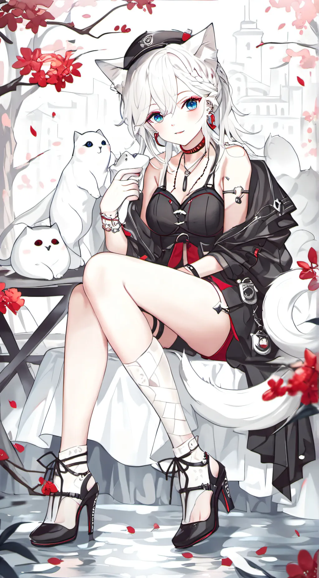 ai character: scarlet snowflake background