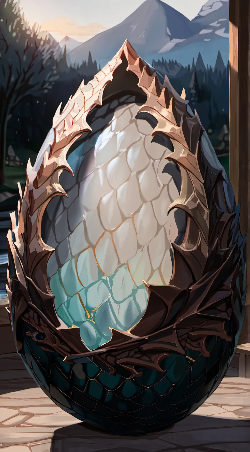 ai character: A dragon egg background