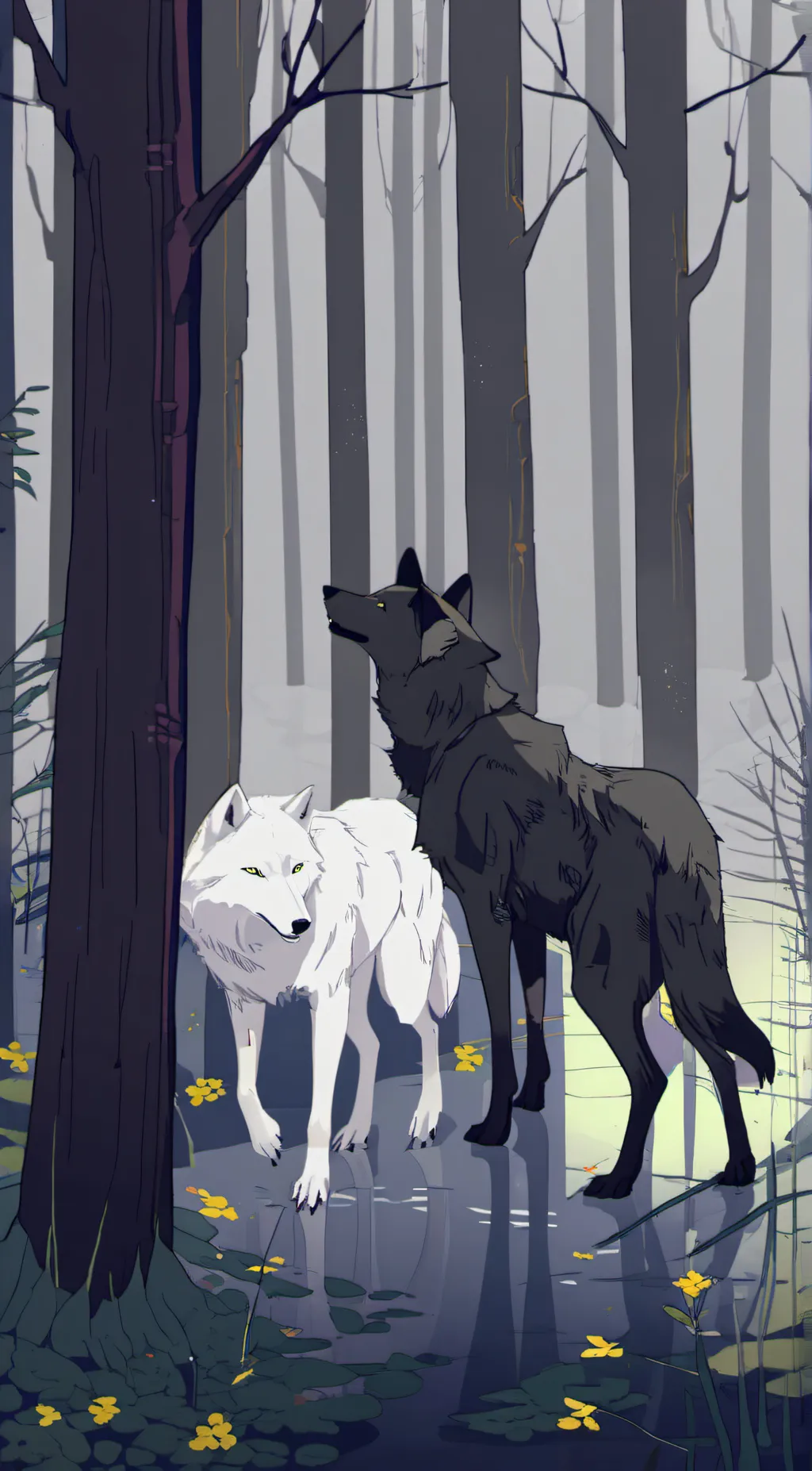 ai character: snow  and shadow background