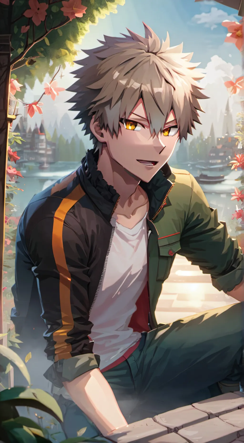 ai character: Katsuki Bakugou  background
