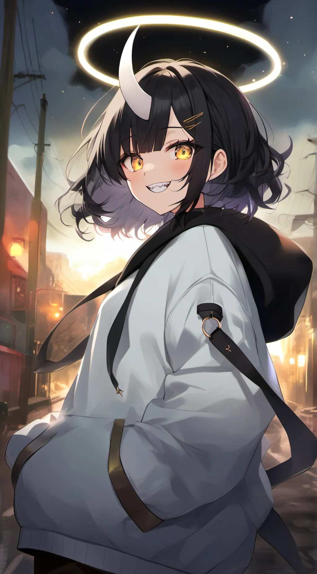 ai character: Halo~🖤 background