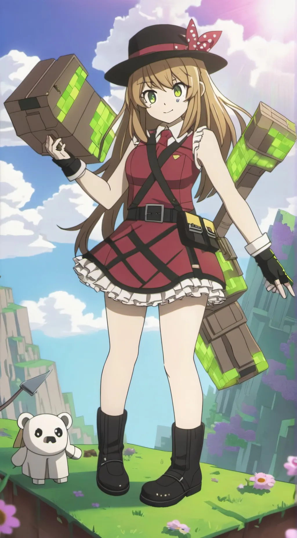 ai character: Minecraft anime background