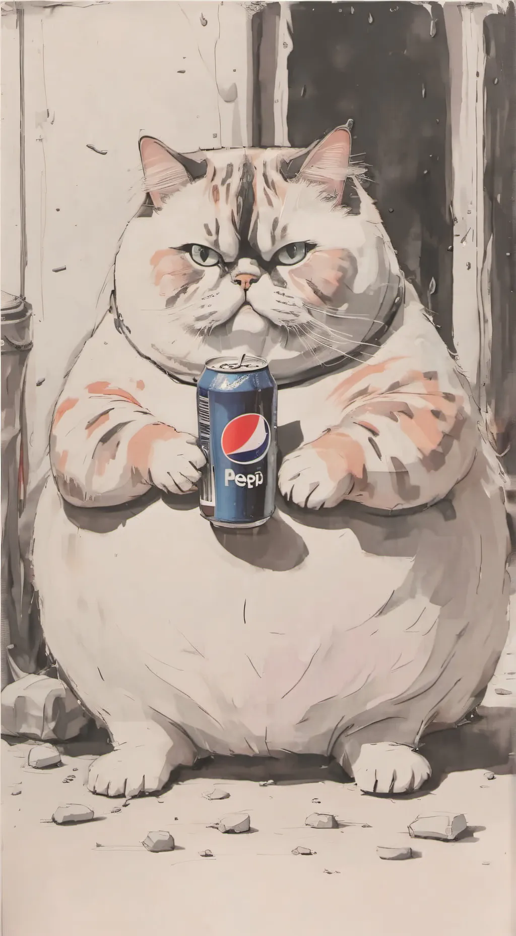 ai character: fat  cat background