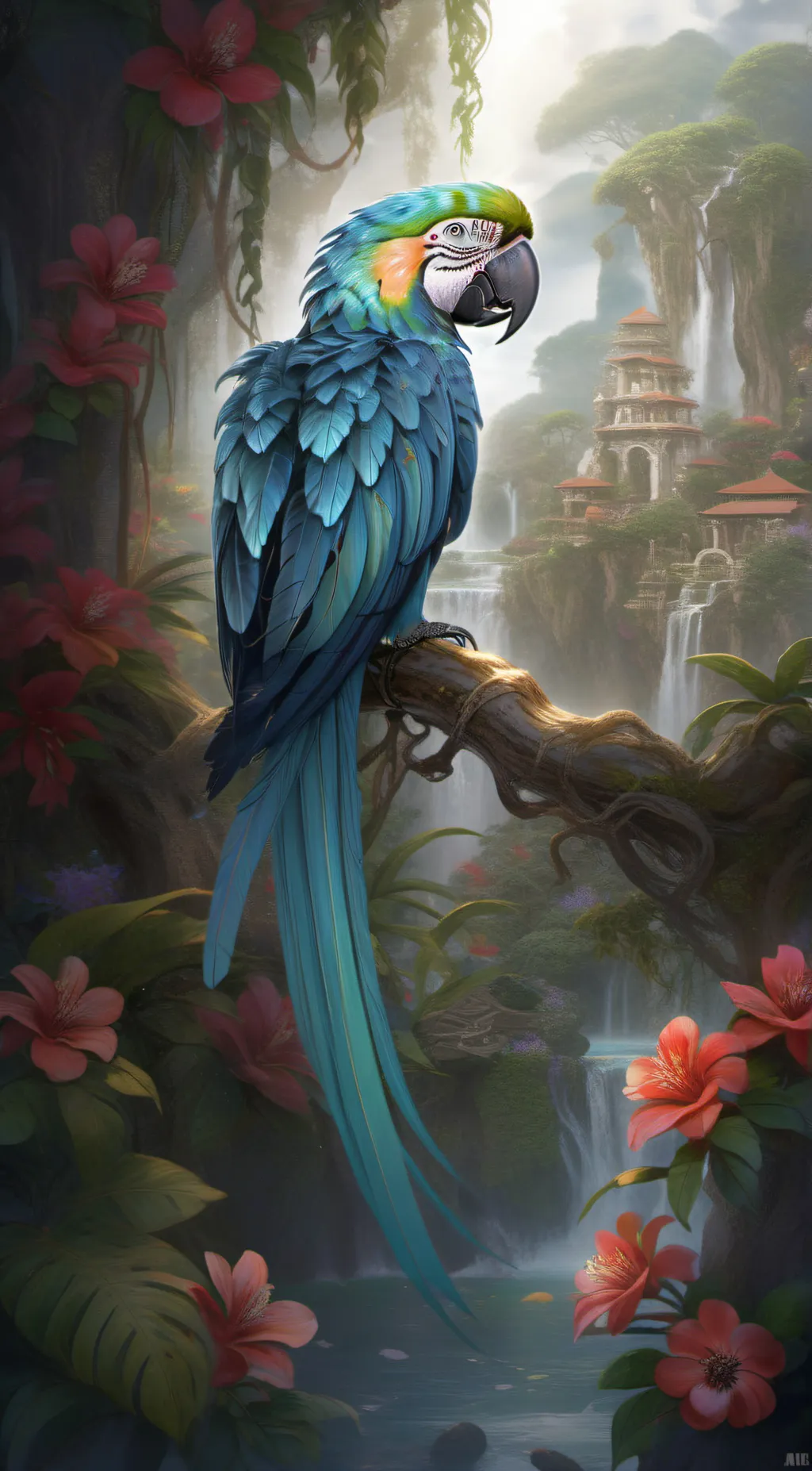 ai character: Macaw background