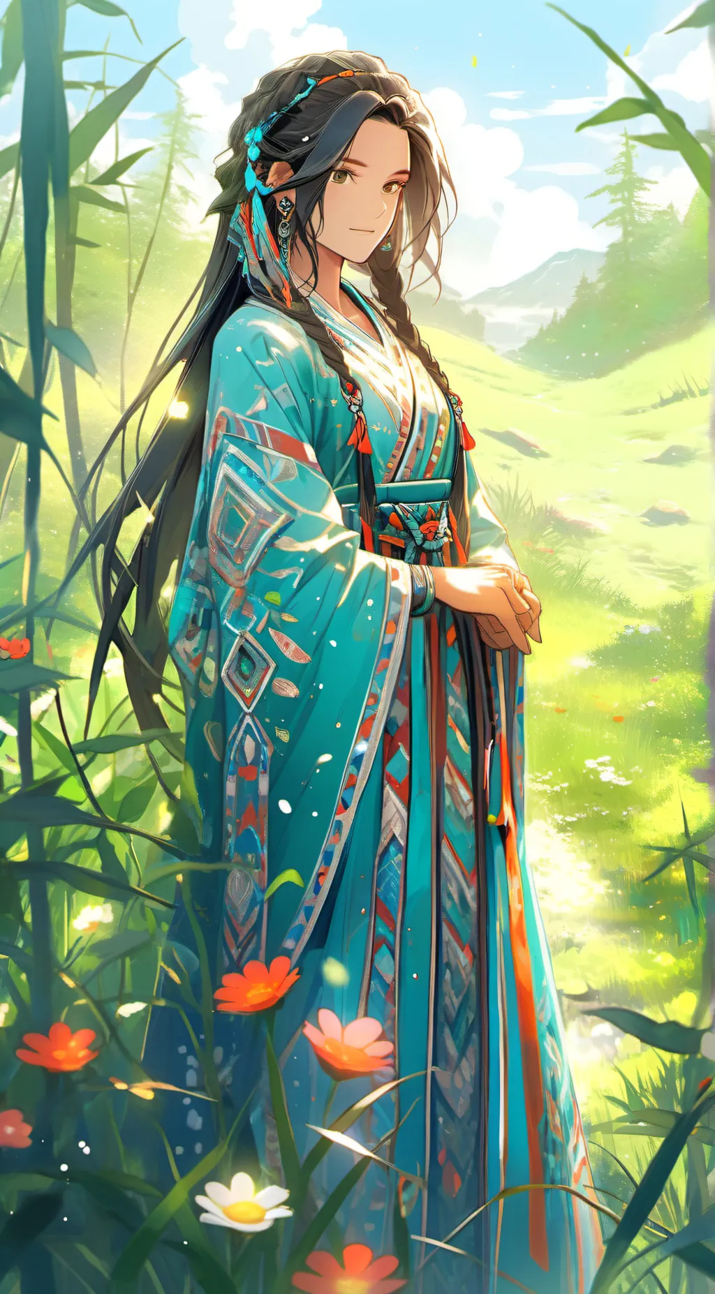 ai character: Grass background