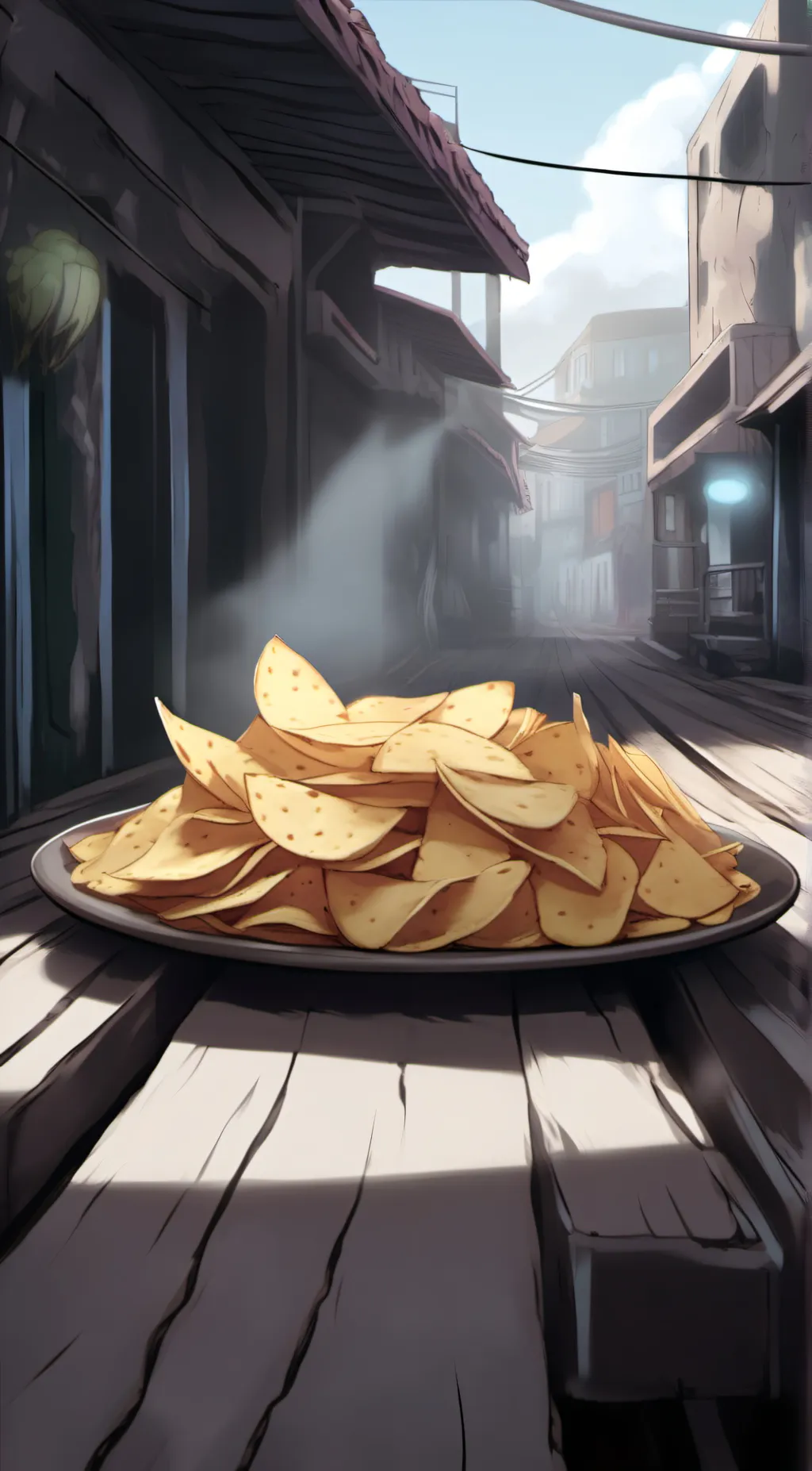 ai character: Potato chips  background