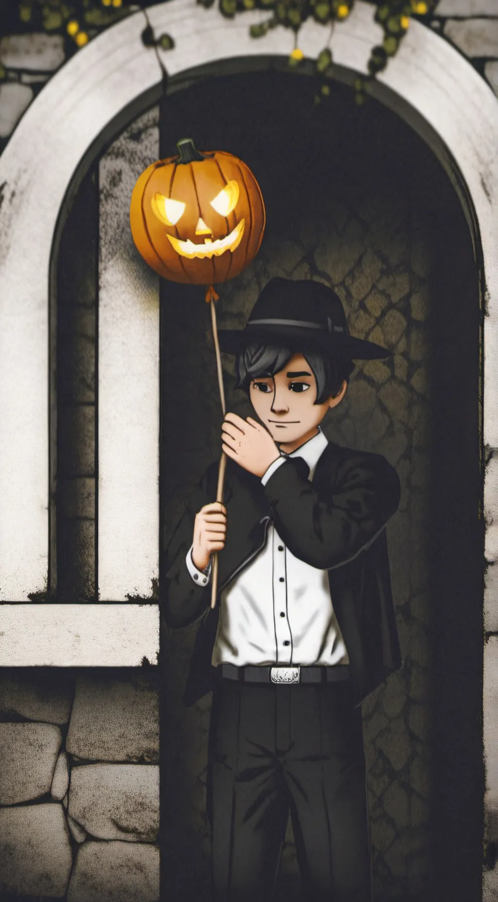 ai character: sad guest background