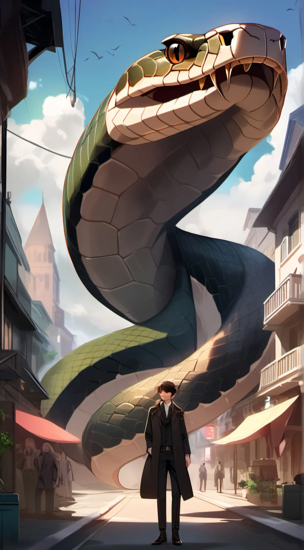 ai character: Blue snake background