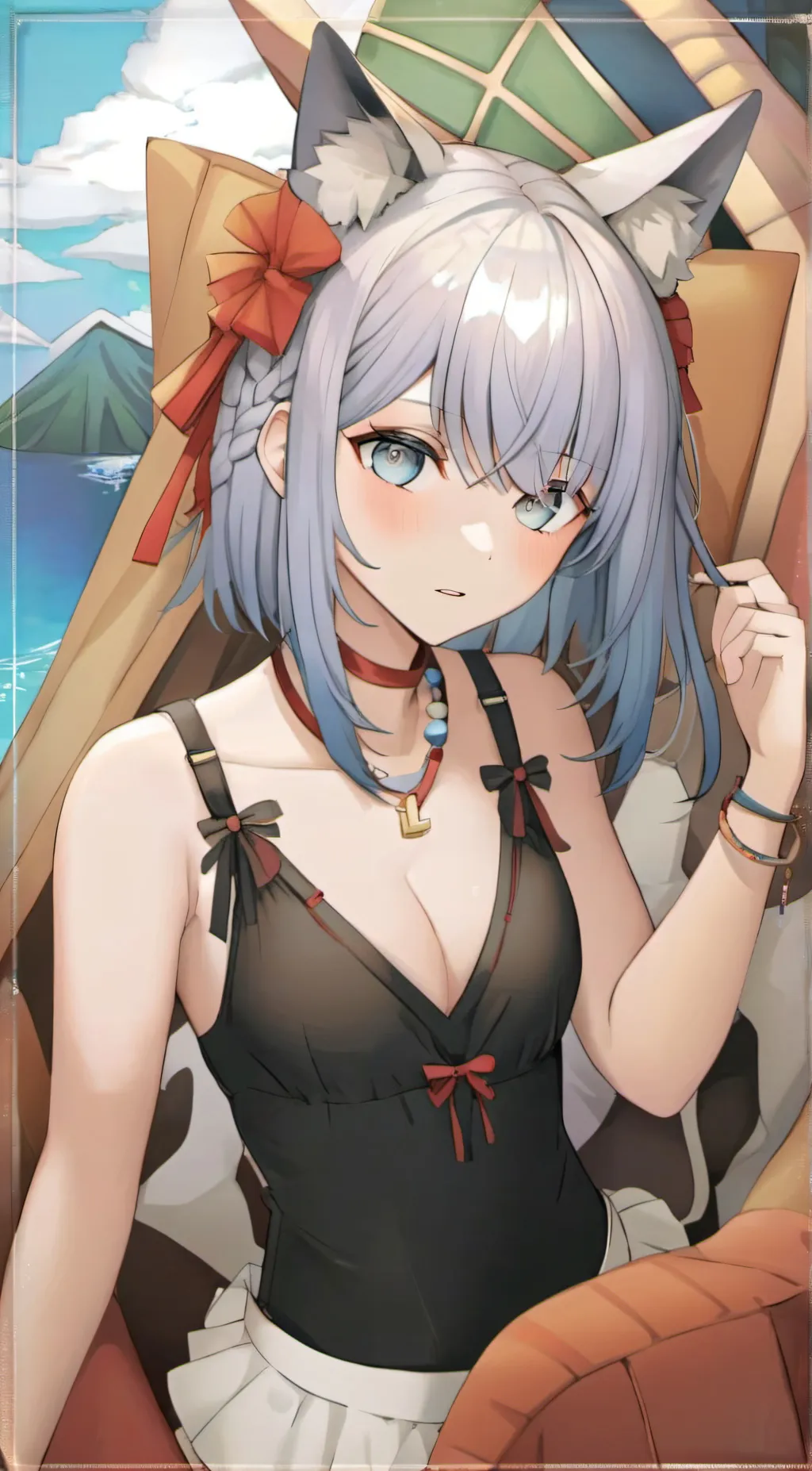 ai character: WaifuGame Beach background