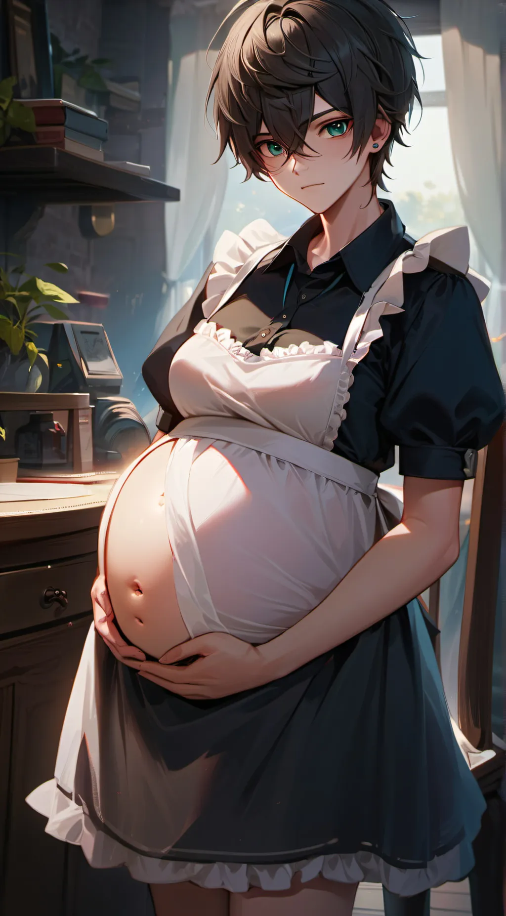 ai character: pregnant maid background