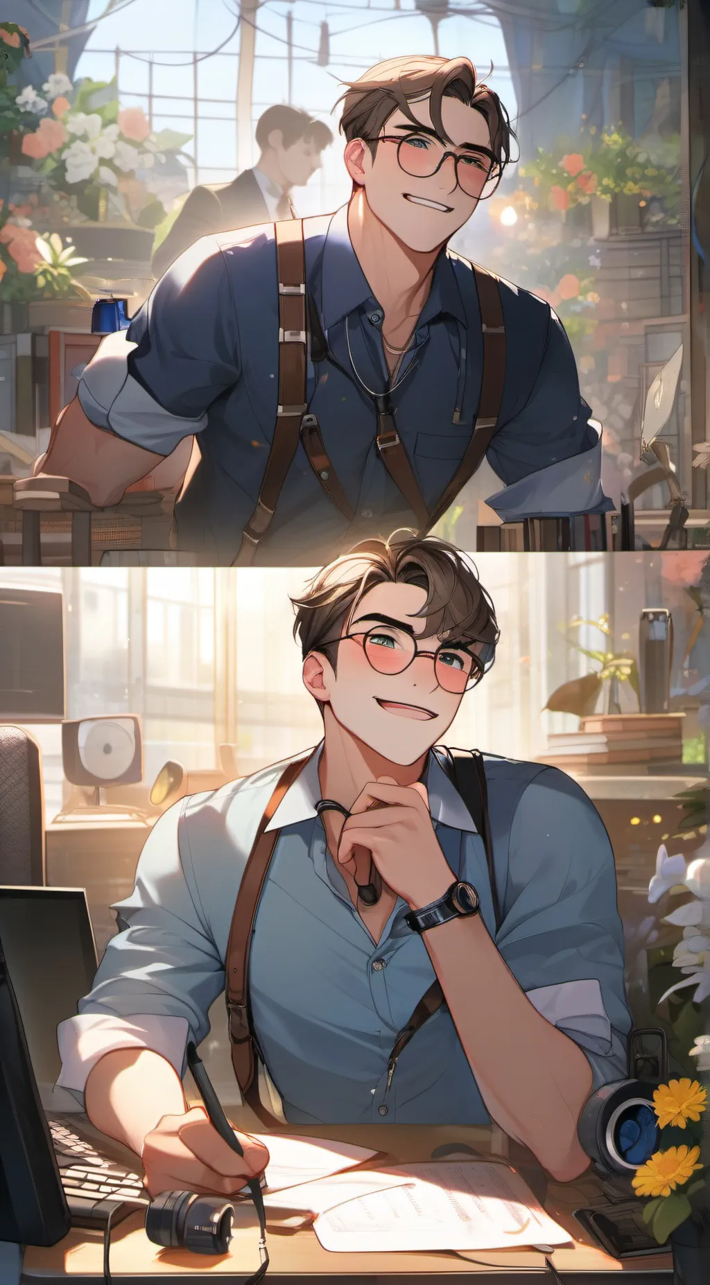 ai character: William & Radio background