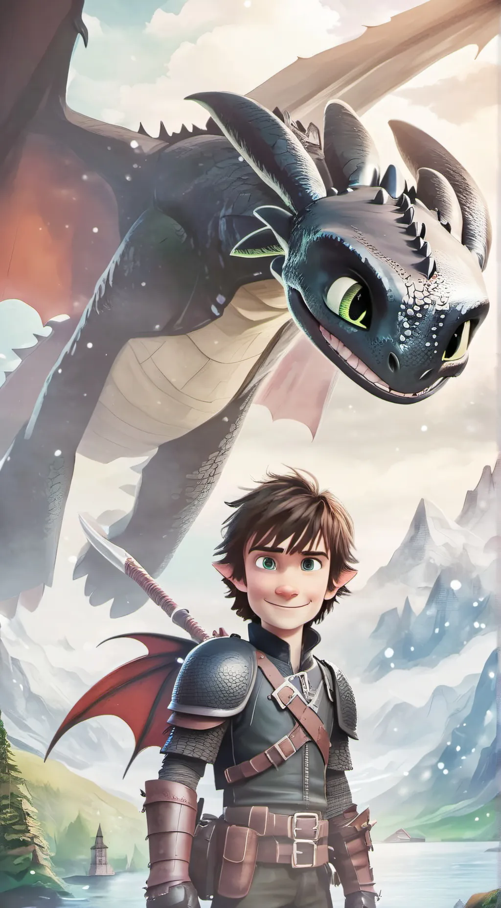 ai character: Toothless&hiccup background