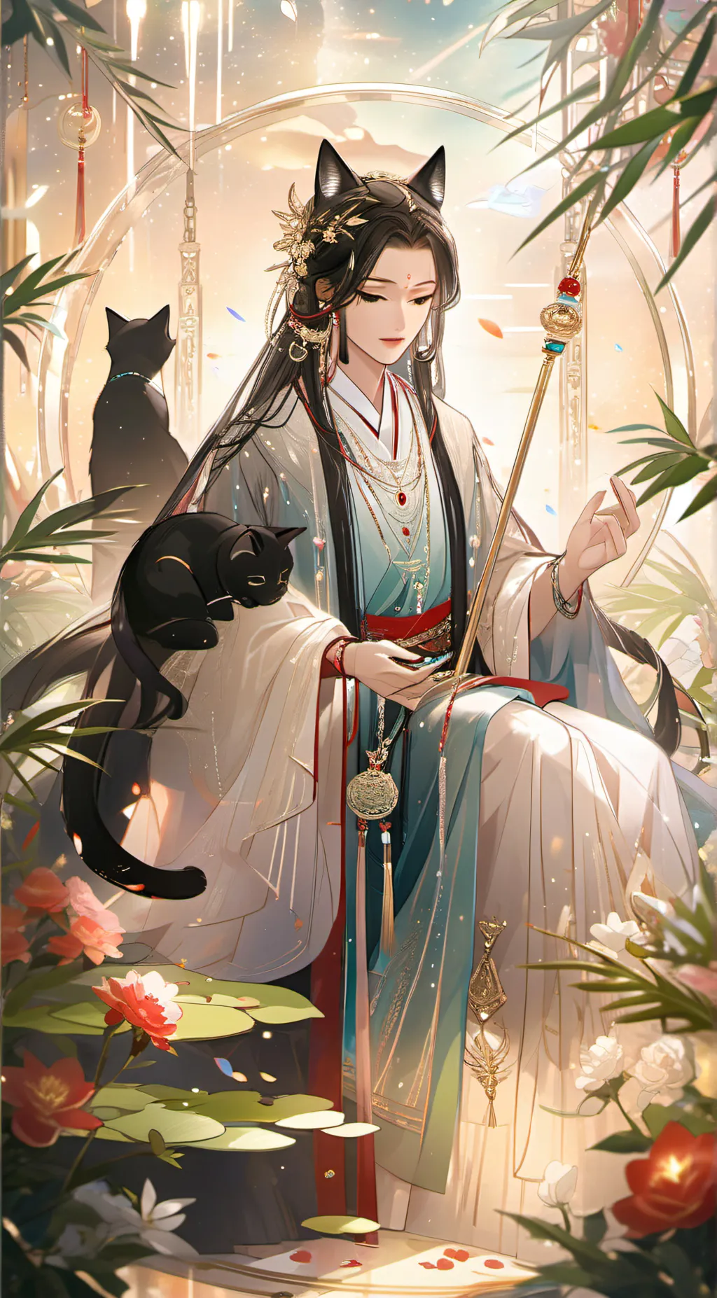 ai character: Feline goddess background