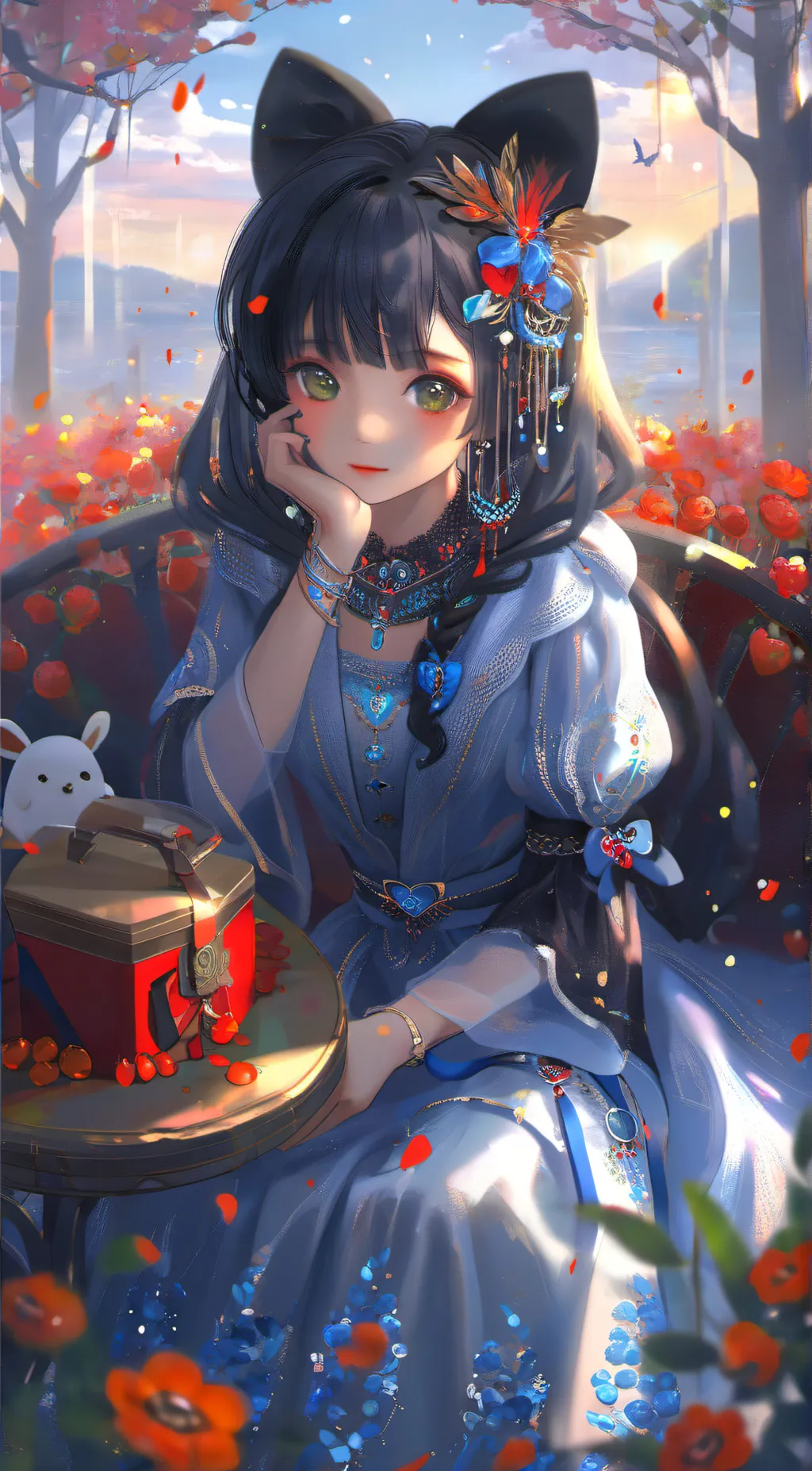 ai character: rose background