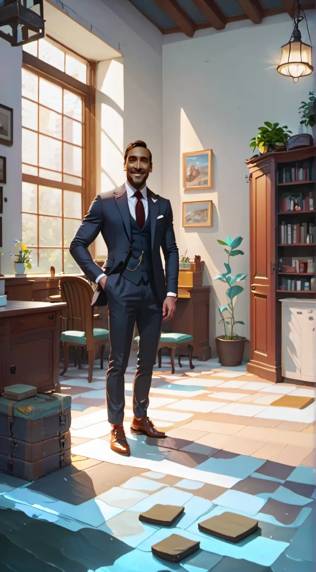 ai character: ballin guy  background